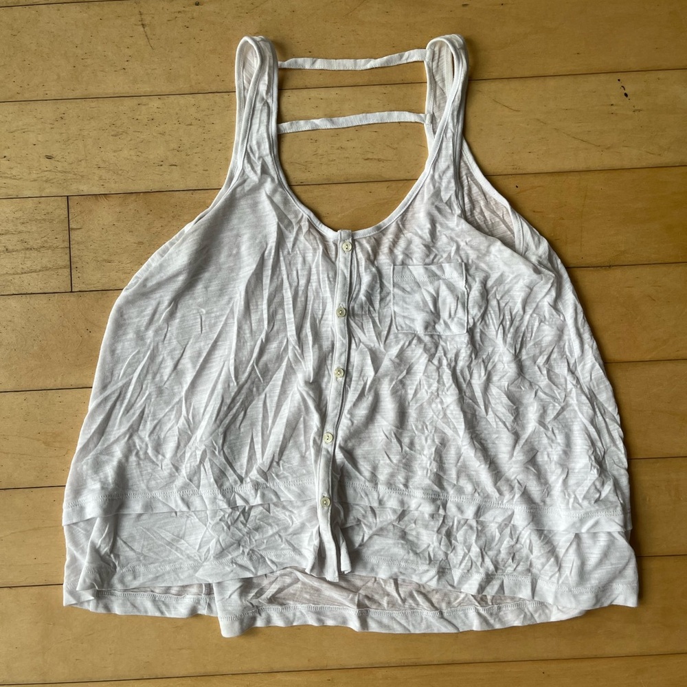 American Eagle Outfitters White Button-Front Tank Top